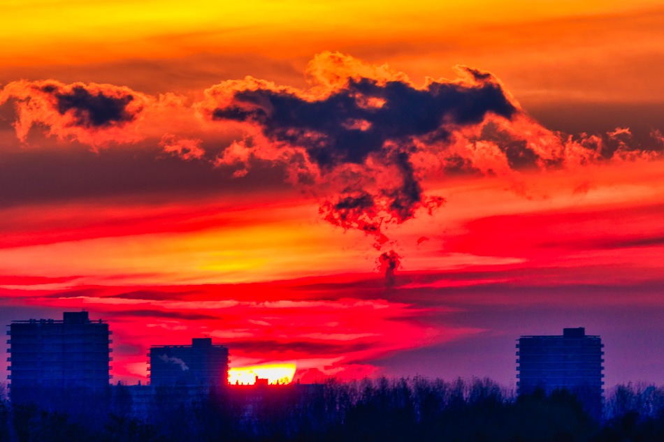 Zonsondergang boven Rotterdam | Rotterdam, 17 november 2019